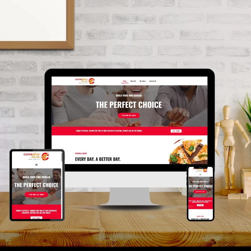 Come Alive Fast Food Website Design Package